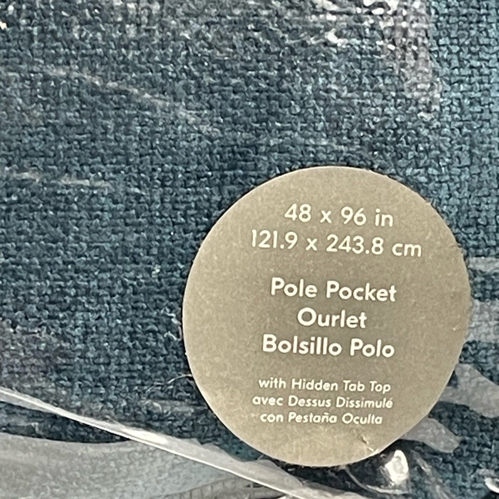 West Elm Worn Velvet Curtain Light Filtering Curtain in Regal Blue 48x96 - Picture 4 of 6